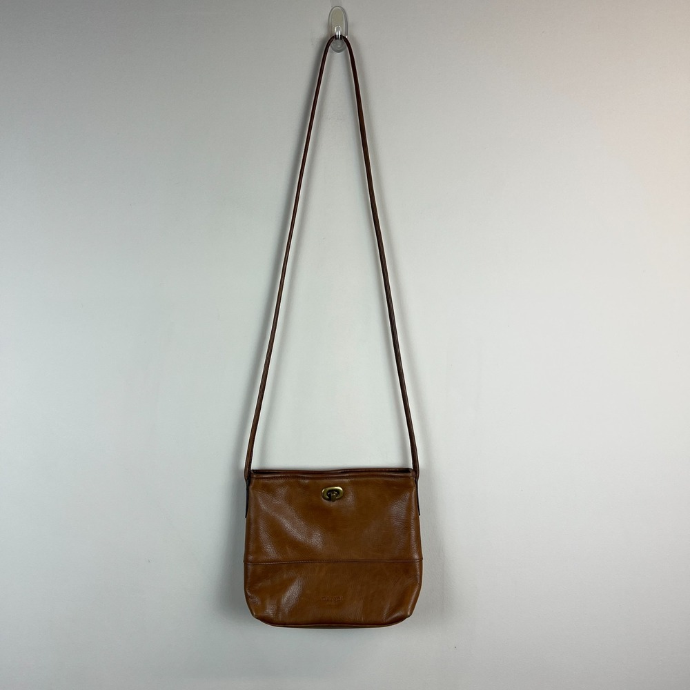 Margot New York Crossbody Bag Turn Lock Brown Leather Small / Medium